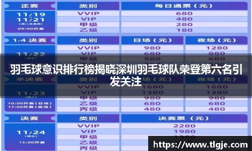 羽毛球意识排行榜揭晓深圳羽毛球队荣登第六名引发关注